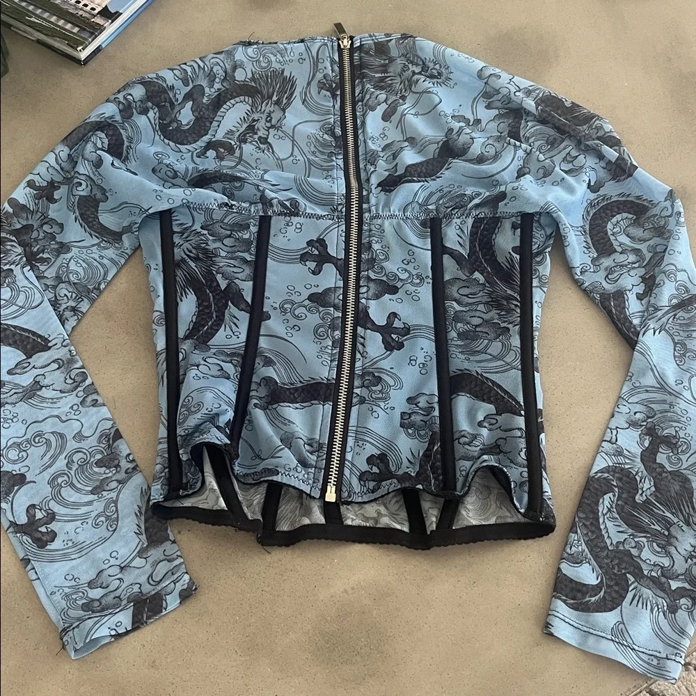 Akira Mystical Nights Dragon Print Power Mesh Corset Bustier Top Size Medium - Picture 4 of 8